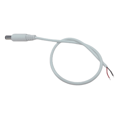 Cable de Alimentación DC / Conector Macho 5.5 x 2.1 mm / Calibre 22AWG / Longitud 30 cm / Forro Blanco / Polarizado | SIERRA STORE