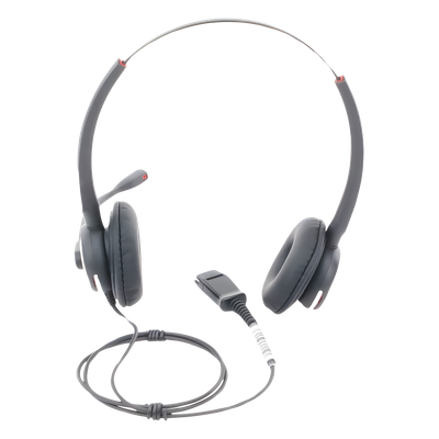 Diadema binaudal (duo) con tecnología antishock para teléfonos IP FANVIL y Polycom con micrófono de cancelación de ruido, larga | SIERRA STORE