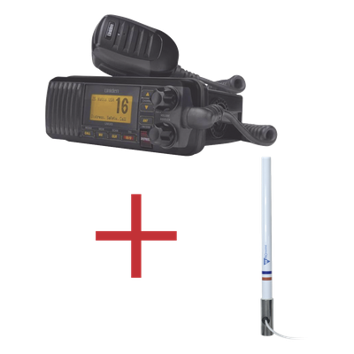 Kit de radio marina con antena de fibra de vidrio / 156-163 MHz / 25W / 2.4 m (7.9 ft) / Omnidireccional / IPX4 | SIERRA STORE