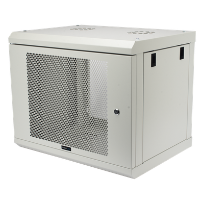 Gabinete de Pared / 9U / Profundidad 455 mm / Puerta Perforada / Carga 80 kg / Acero Reforzado / Color Blanco | SIERRA STORE