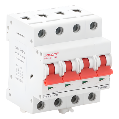 Protección Térmica/ Interruptor 4P, 25A,  Corriente Directa  1000 Vcc para Aplicación Fotovoltaica Montaje Riel DIN | SIERRA STORE