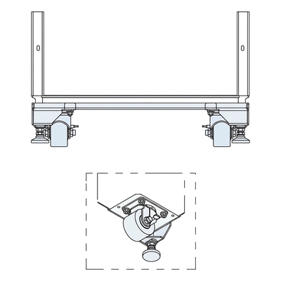 Kit de Ruedas y Niveladores para Gabinete / 900 lb (408 kg) / Material Compuesto Negro / Movilidad Interior / 4 Unidades | SIERRA STORE