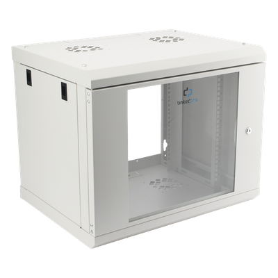 Gabinete de Pared 9U / Rack 19" / Cristal Templado / Profundidad 479.5 mm / Carga 80 kg / Acero Reforzado | SIERRA STORE