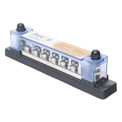 Bloque de Terminales / 12+2 Líneas / 300 A / 52 VDC o 300 VAC / Cobre Estañado 8x25 mm / Cubierta Policarbonato | SIERRA STORE