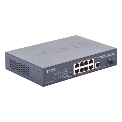 Switch no Administrable 8 puertos 10/100 PoE 802.3af/at 135W, 1 puerto Uplink 10/100/1000 y 1 SFP 100/1000 para escritorio | SIERRA STORE