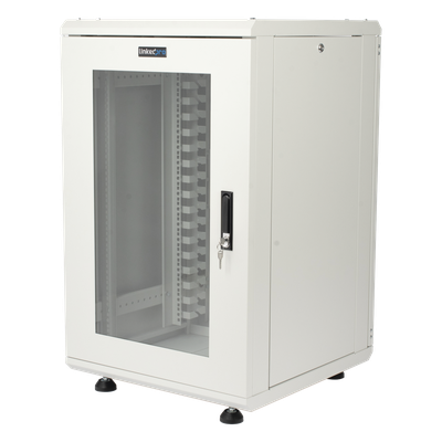 Gabinete Rackeable / 18U / 19 in / Puerta Cristal / Carga 750 Kg / 600x605x930 mm (23.6x23.8x36.6 in) / 3.05 ft Alto | SIERRA STORE