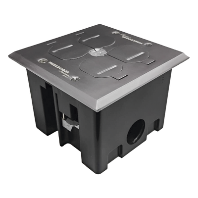 Caja de Piso Empotrable / Tapa Abatible Aluminio / Energía 127 V + Datos Voz/Datos / 2 Contactos 15A / 2 Módulos Keystone / Interior | SIERRA STORE