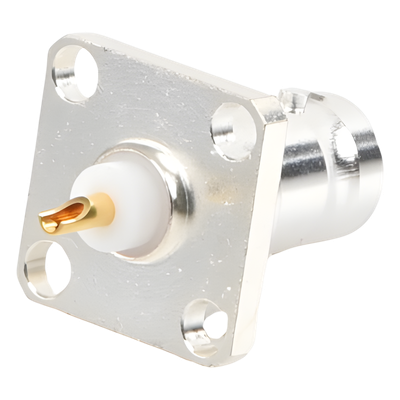 Conector BNC Hembra para Chasis / Montaje en Panel 17.53 mm / 4 Perforaciones 12.7 mm (0.5 in) / Impedancia 50 Ohm / Terminación por | SIERRA STORE