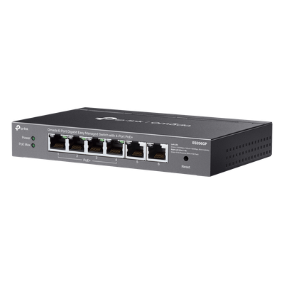 Switch Gigabit / 6 Puertos / 4 PoE+ 65W / Gestión Cloud SDN / Fanless / Alcance PoE 250 m (820.2 ft) / QoS y VLAN | SIERRA STORE