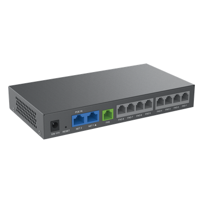 Gateway Analógico / 8 Puertos FXO / 1 Puerto FXS / 3 Perfiles SIP / PoE 802.3af / NAT de Alto Rendimiento / T.38 / Cifrado AES | SIERRA STORE
