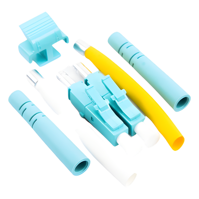 SIEMON FC2-LC-MM-J12 - Conector de Fibra Óptica LC Duplex / Epoxi y Pulido / Multimodo / Fibra Recubierta / Color Aqua / 50 Unidades | SIERRA STORE
