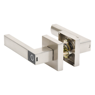 Manija Electrónica Biométrica / 30 Usuarios / Reversible Izquierda o Derecha / Níquel Satinado / Pilas AAA / Pestillo Anti-Tarjeta | SIERRA STORE