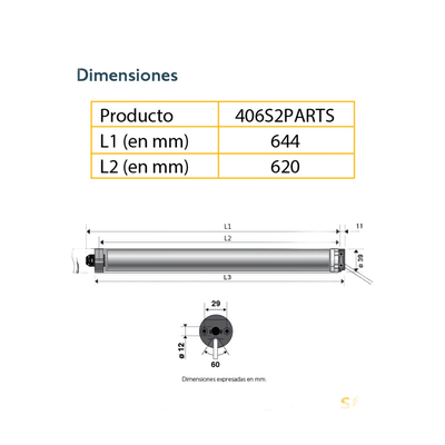 Motor para persianas / 40 mm / 120V AC / 60Hz / RTS 433.42 MHz / IP30 / Límites electrónicos | SIERRA STORE