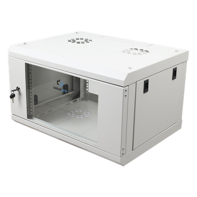 Gabinete de Pared 6U / 19" / Profundidad 455 mm (1.49 ft) / Cristal Templado / Carga 80 kg / Acero Reforzado | SIERRA STORE