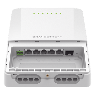 Switch PoE Administrable para Exteriores / 6 Puertos / 5 GE + 1 SFP / IP66 / PoE Integrado / Gestión Remota | SIERRA STORE
