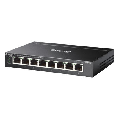 Switch Gigabit Easy Managed 8 Puertos / PoE+ 64W / Cloud Omada SDN / 16 Gbps / Fanless 0 dBA / Alcance Extendido 250m | SIERRA STORE