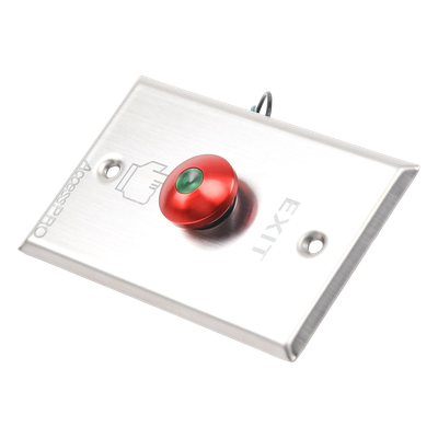 ACCESSPRO APBRRLC - Botón de Parada de Emergencia / Contacto NO/NC / LED 12 VCC / Acero Inoxidable / Ø 16 mm / Placa 115 x 70 x 32 mm | SIERRA STORE