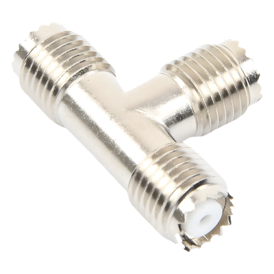 Adaptador RF en T / Triple Mini-UHF Hembra / Cuerpo Níquel / Contactos Plata / Dieléctrico Teflón | SIERRA STORE