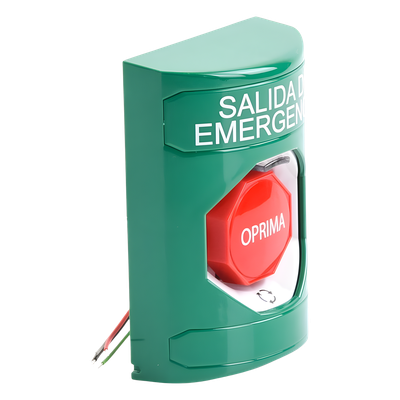 Botón de Salida de Emergencia / Texto en Español / Acción Mantenida / LED de Iluminación / Cubierta Transparente / UL cUL ADA | SIERRA STORE