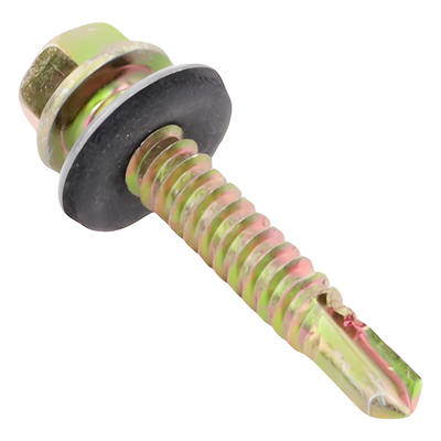 Tornillo Punta Broca / Hexagonal 6.5 x 38 mm (1/4" x 1 1/2") / Sello Montado / Caja 100 Unidades / Fijación Hermética Lámina Acanalada | SIERRA STORE