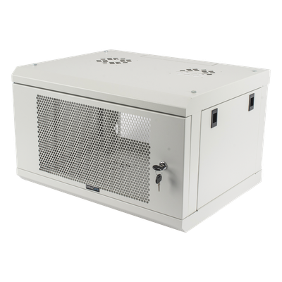 Gabinete de Pared / 6U / 19" / Profundidad 455 mm (1.49 ft) / Carga 80 kg / Acero Reforzado / Puerta Perforada / Color Blanco | SIERRA STORE