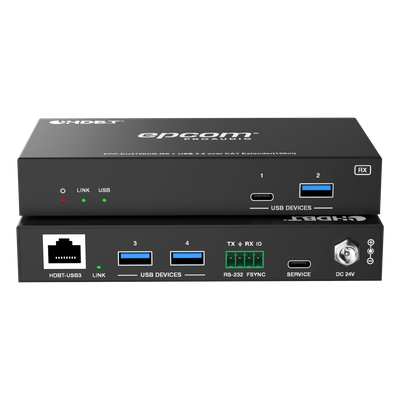 Extensor USB 3.2 Gen 1 / 100 m (328 ft) / CAT6a / 5 Gbps / 4x USB-A + 1x USB-C / PoC 24V Bidireccional / RS-232 / GPIO / API | SIERRA STORE