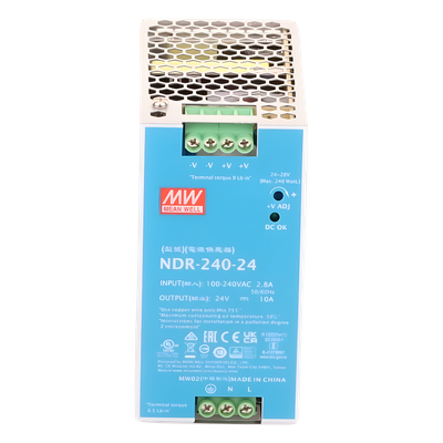 Fuente de Poder Industrial / Riel DIN / 240W / 24Vcc / 10A / Entrada 90-264Vca / Eficiencia 88.5% / Sin Ventilador | SIERRA STORE