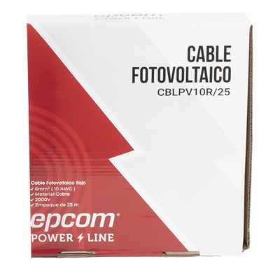 Kit Cable Fotovoltaico / 2 Rollos 25 m (82 ft) / 10 AWG 6 mm² / 1000/2000 V / -40°C a 120°C / Rojo/Negro | SIERRA STORE