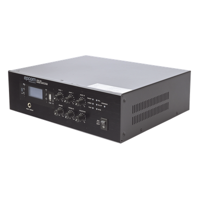 Mini Amplificador Mezclador / 120W RMS / Sistema 70/100V / Bluetooth / MP3 / Tuner FM / Voceo y Música Ambiental | SIERRA STORE