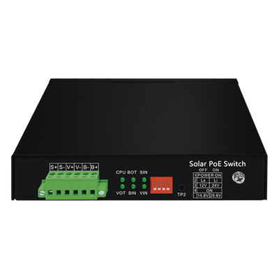 Controlador Solar de 15A con Switch PoE /  1 Puerto Gigabit PoE 802.3 bt / 2 Puertos PoE 802.3 af/at / 2 Puertos PoE Pasivo 24/48 Vcc | SIERRA STORE