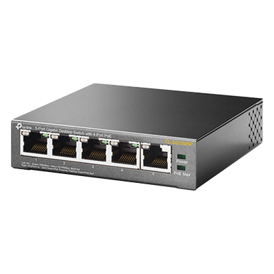 Switch de Escritorio / 5 Puertos Gigabit / 4 Puertos PoE 802.3af/at 65W / PoE Extendido 250m (820 pies) / Sin Ventilador | SIERRA STORE