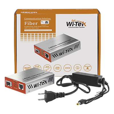 Convertidor de Medios PoE / RJ45 Gigabit 802.3af/at / SFP 1G / Alcance PoE 100 m (328.1 ft) / Fibra 25 km | SIERRA STORE
