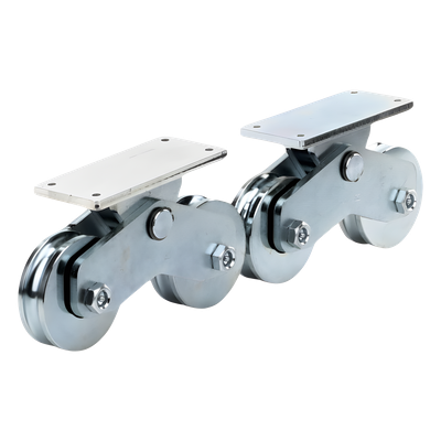 Rueda Doble para Puerta Corrediza / 12 cm / Carga 1200 kg / Canal U Semiredondo / Acero Galvanizado | SIERRA STORE