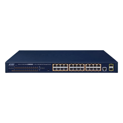 Switch PoE Administrable Capa 2 / 24 Puertos Gigabit / 2 SFP / 52 Gbps / Jumbo Frame 9K | SIERRA STORE