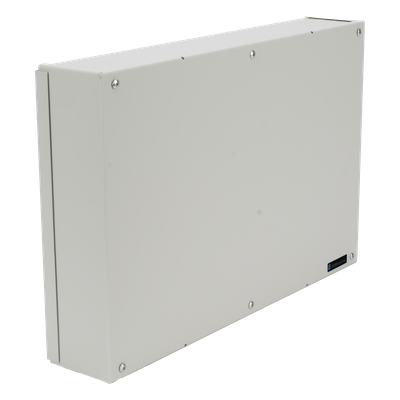 Gabinete de Resguardo para DVR / 41 x 26 x 7 cm / Lámina Calibre 22 / Montaje en Pared / 4 Accesos de Cableado / Interior | SIERRA STORE