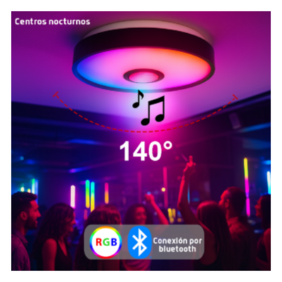 Luminario LED RGB / 30W / 2400 Lúmenes / Bluetooth / Control por App / Voltaje Universal 85-265V / 380 mm (1.2 ft) Diámetro | SIERRA STORE
