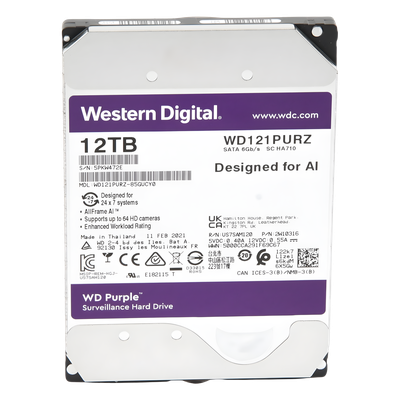 Disco duro WD de 12TB / 7200RPM / Optimizado para Videovigilancia | SIERRA STORE