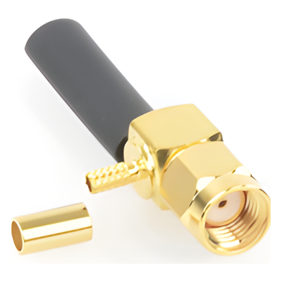 Conector Coaxial SMA Macho Inverso / Ángulo Recto / Anillo Plegable / Compatibilidad RG-174/U y Belden 8216 / Cuerpo Bronce con | SIERRA STORE