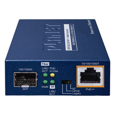Convertidor de medios PoE++ / 10/100/1000BASE-T / 100/1000BASE-X SFP / 95W 802.3bt / Carcasa metálica / 3.7 x 2.8 x 1.0 pulgadas | SIERRA STORE