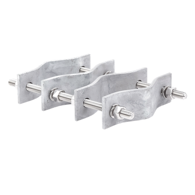 Juego de Abrazaderas Dobles / Mástiles 3.8 a 8.9 cm (1.5 a 3.5 in) / Separación 12 cm (4.75 in) / Acero Galvanizado / Torres Cuadradas | SIERRA STORE