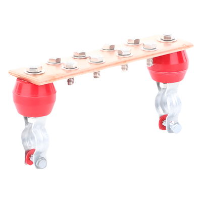 Barra de Unión para Tierra / Instalación en Tubo 1" / Placa 50.8 mm x 200 mm / 8 Conexiones / Tornillería Incluida | SIERRA STORE