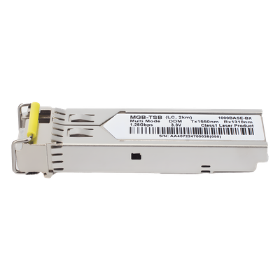 Transceptor SFP / 1000BASE-BX WDM / TX 1550 nm / Monomodo 2 km / LC Simplex / Industrial -40 °C a 85 °C (-40 °F a 185 °F) | SIERRA STORE