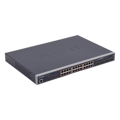 Switch Administrable L2+ de 24 puertos 10/100/1000T PoE+ con 4 puertos combo TP/SFP Gigabit | SIERRA STORE