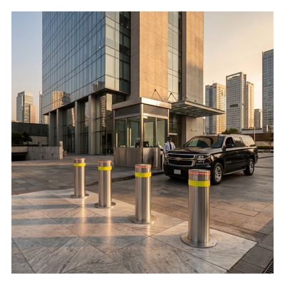 ACCESSPRO XB-220-HBL - Bolardo Hidráulico Antiembestida / 220 mm × 600 mm (0.72 ft × 1.97 ft) / Acero Inoxidable 304 / 200,000 J / | SIERRA STORE