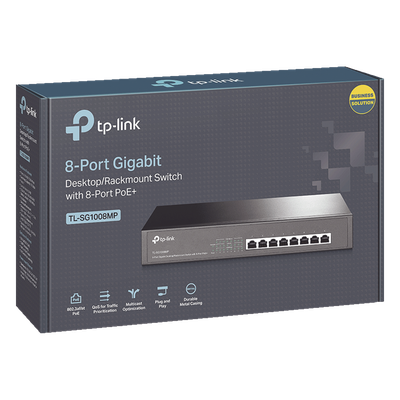 Switch PoE+ / 8 Puertos Gigabit / 126W Total / 30W por Puerto / Escritorio o Rack | SIERRA STORE