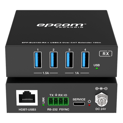 Extensor USB 3.0 / Hasta 100 m (328 ft) por CAT6a / PoC Bidireccional 24 Vcc / RS-232 / 4x USB-A / 5 Gbps | SIERRA STORE