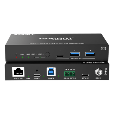Extensor USB 3.2 Gen 1 / 100 m (328 ft) / CAT6a / 5 Gbps / 4x USB-A + 1x USB-C / PoC 24V Bidireccional / RS-232 / GPIO / API | SIERRA STORE