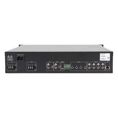 HIKVISION DS-QAZ1A500G1-VB2 - Amplificador de Red / 2 Zonas 250W / Salida 100V/70V / Bluetooth 5.0 / Entrada de Alarma / Control por | SIERRA STORE