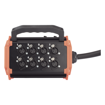 Stagebox Multipin / 12 Hembras + 4 Machos XLR / Cable 30 m (98.4 ft) / Contactos Plata / 20 A 250 V CA / Carcasa Cromada Perlada | SIERRA STORE