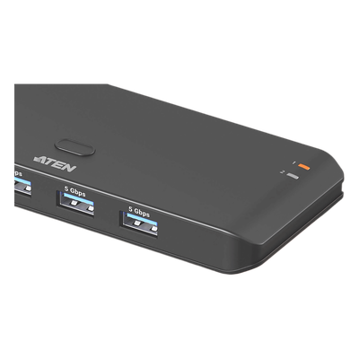 Sharing Switch USB 3.2 Gen 1 Essentials | 2 x 4 Puertos | 5 Gbps | InstaSync | Boton Integrado | Selector Remoto | Diseño Compacto | SIERRA STORE